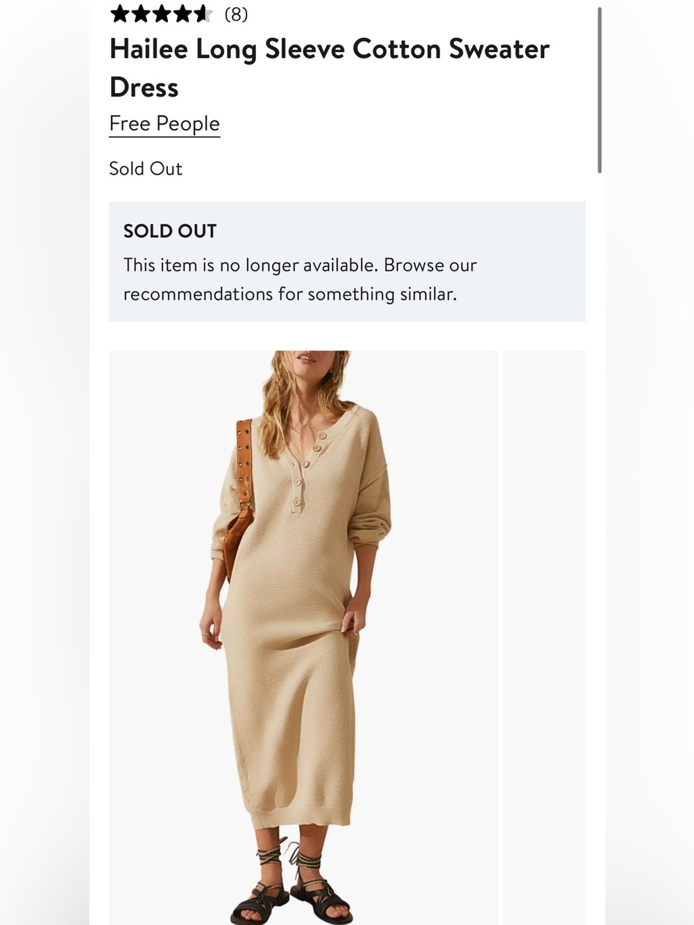 Free People free-est Hailee Waffle Knit Henley Sweater Midi Dress Oatmeal XS - Picture 11 of 11
